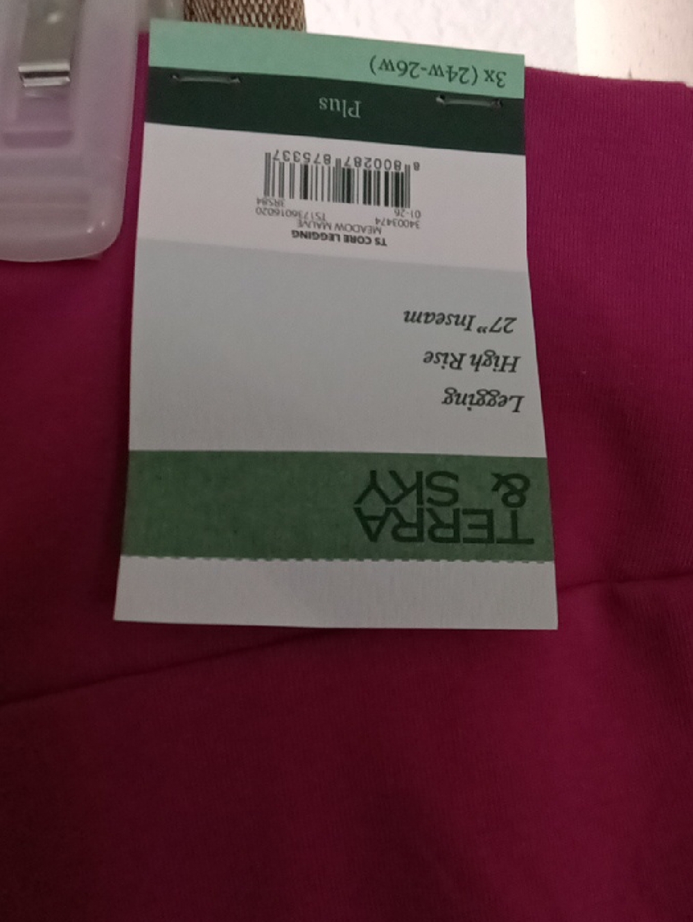 Terra & Sky Fuchsia Pink Stretch Leggings Plus Size